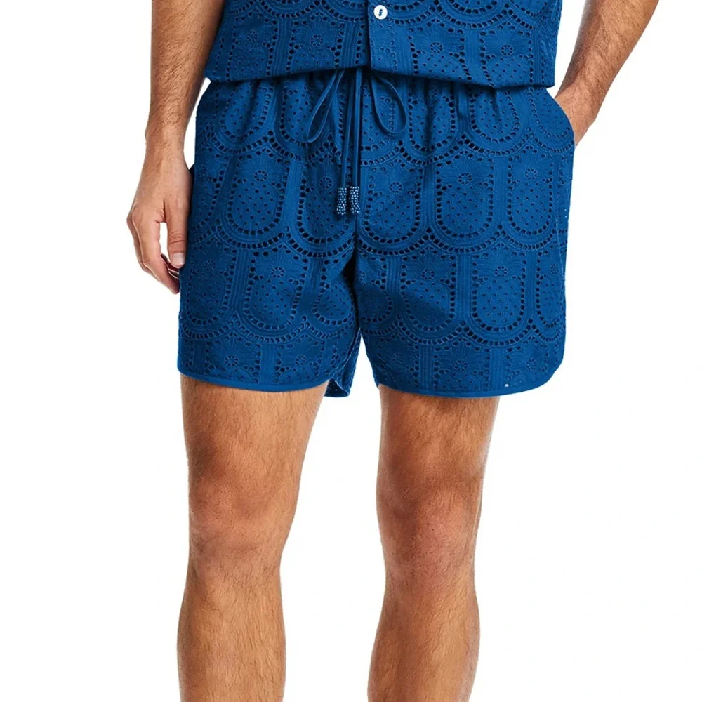 NWT Farm Rio Pineapple eyelet shorts blue size S